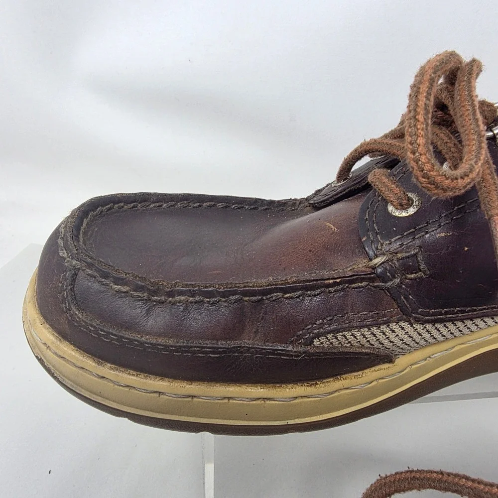 Sebago Clovehitch II Mens 9.5M Boat Shoes Walnut Brown Leather Mesh B24367 Good